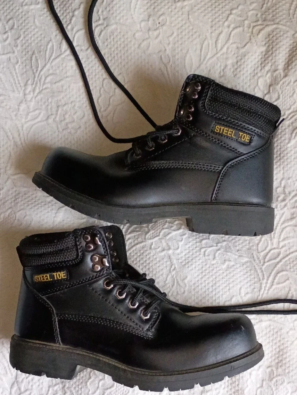 Brahma Black Lace-Up Steel Toe Work Boots Nice Worn Once